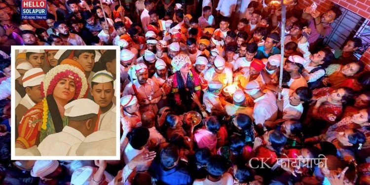 सोलापूर : हातात तलवार अन् चांदीची वाटी घेतलेल्या बाळबट्टलला पाहण्यासाठी वळसंगमध्ये हजारोंची गर्दी